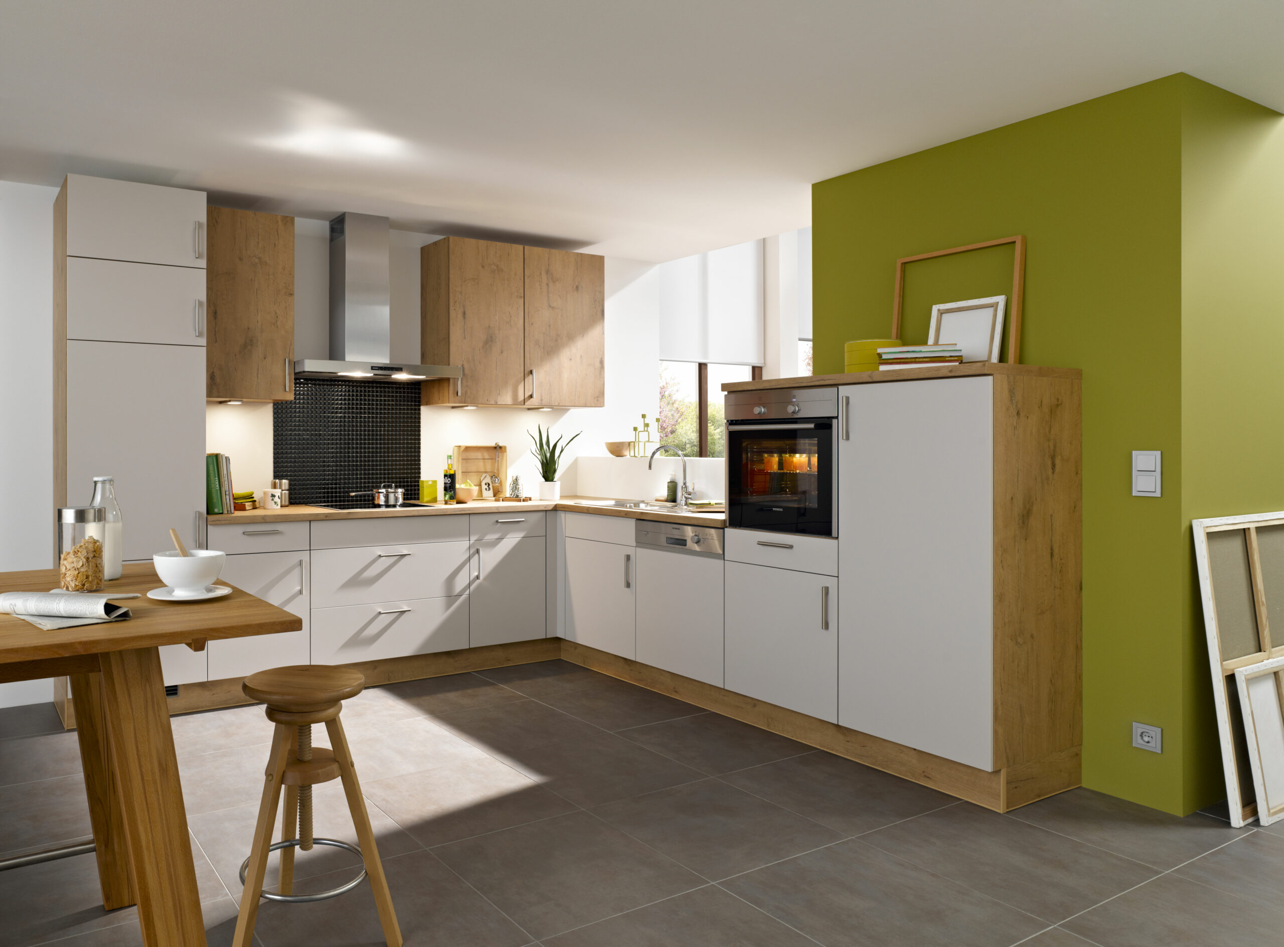 Cuisine en l blanche bois Cuisines Venidom Cuisiniste Cuisine en l blanche bois Cuisines Venidom Cuisiniste