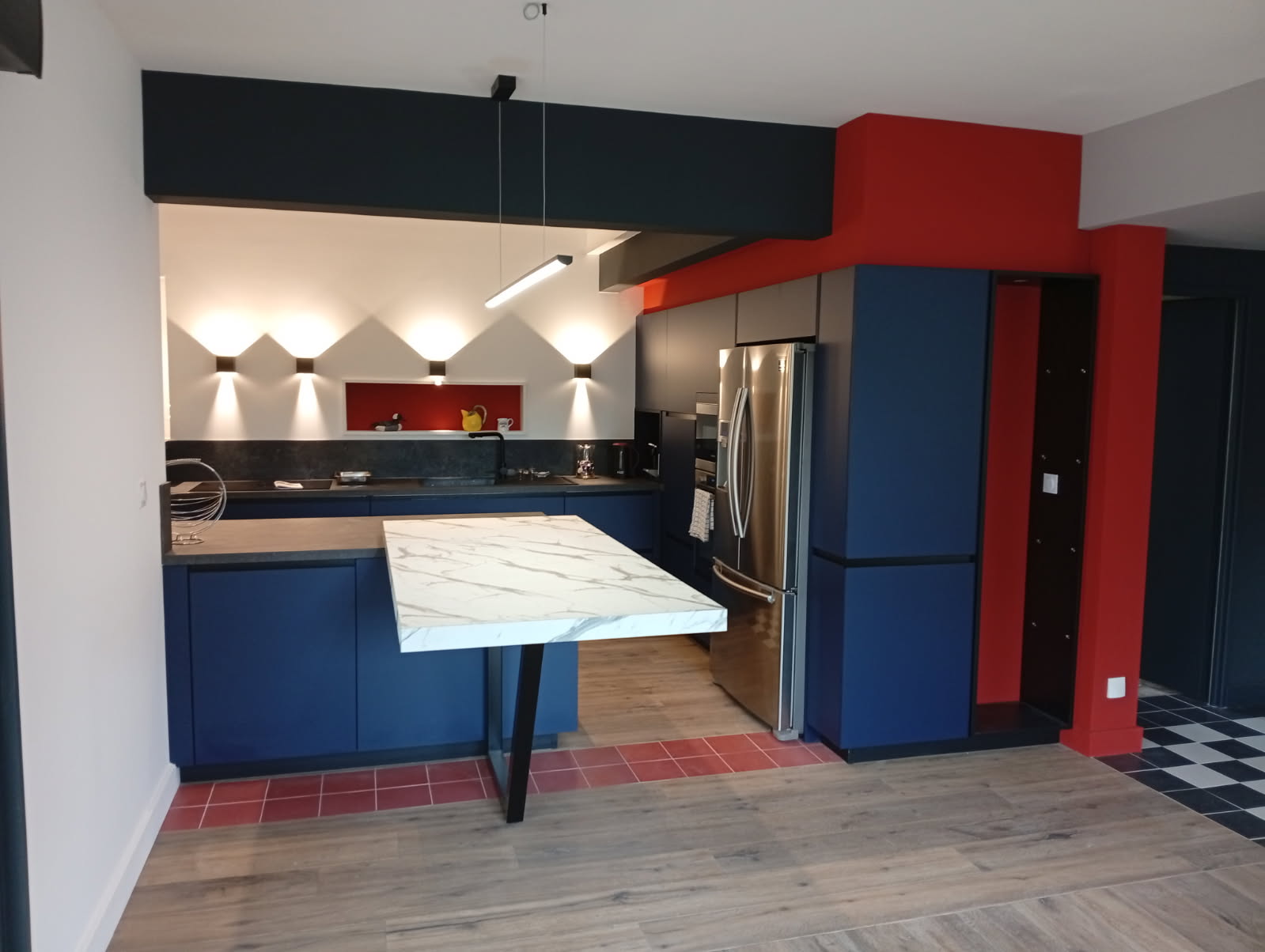 Cuisines Venidom Médoc Cuisine Bleu Rouge Marbre