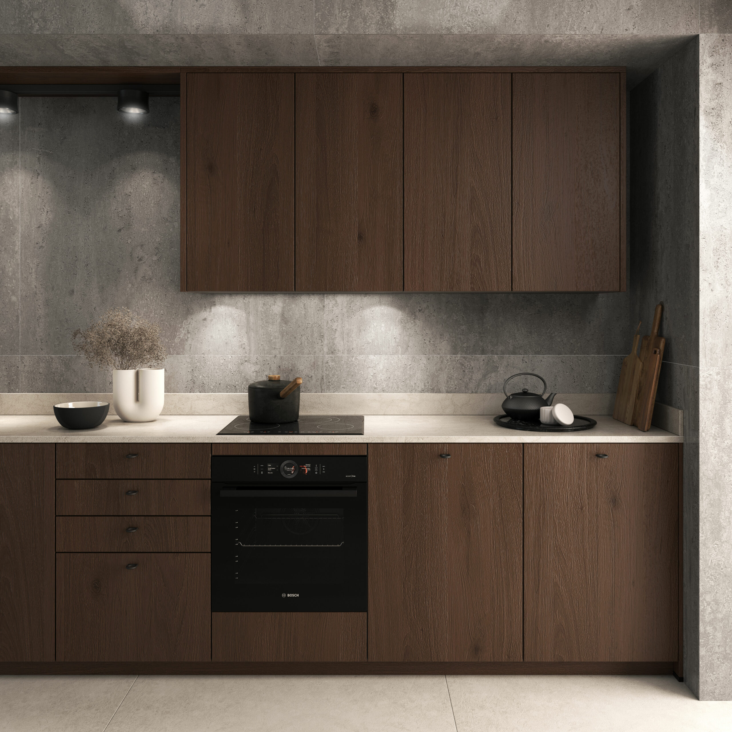 Cuisine linéaire marron